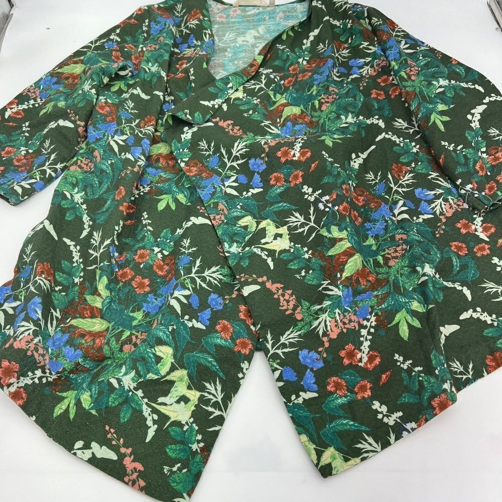 Soft Surroundings Botanical Open Jacket Size XL Green